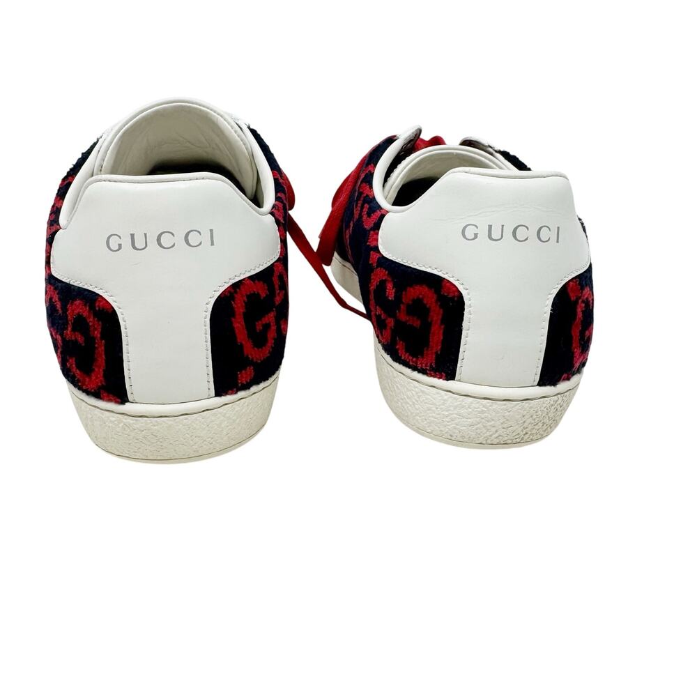Gucci Ace GG Fabric Sneakers Navy Red Monogram Web Stripe Low Top Women’s 39 - Picture 5 of 11